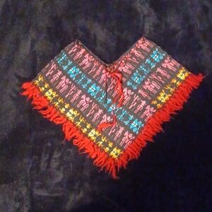 Vintage Miniature Andean Souvenir Poncho - Peru/Bolivia - Llama Motif
